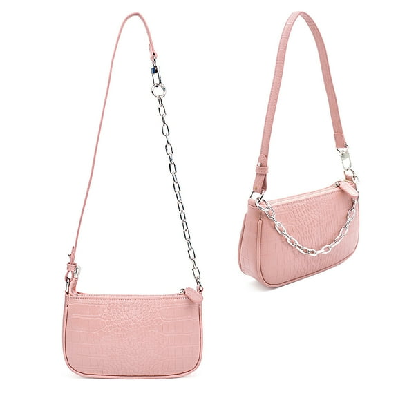 Retro Small Croc Embossed PU Leather Multi-Use Handbag Shoulder Bag Crossbody