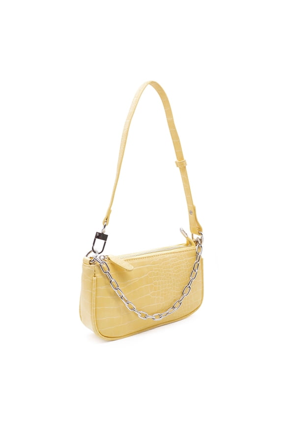 Retro Small Croc Embossed PU Leather Multi-Use Handbag Shoulder Bag Crossbody