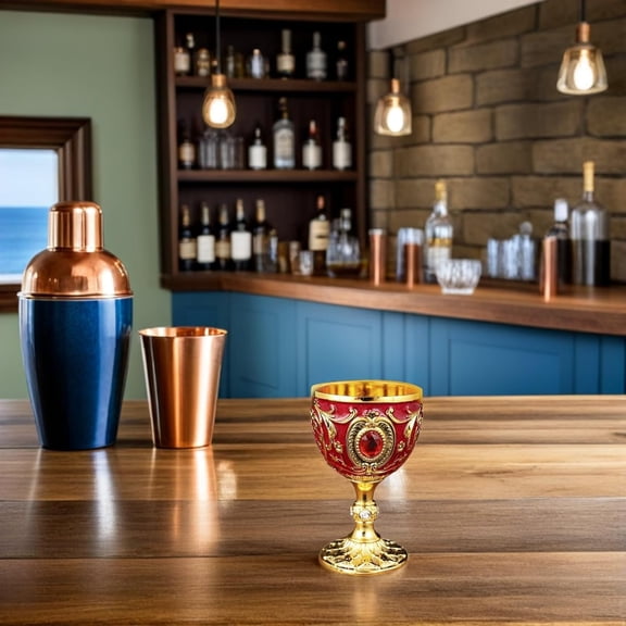 Retro Small Liquor Cup 30Ml Metal Shot Glass Engraved Vintage Reusable Drinkware for Home Bar 2pcs Set