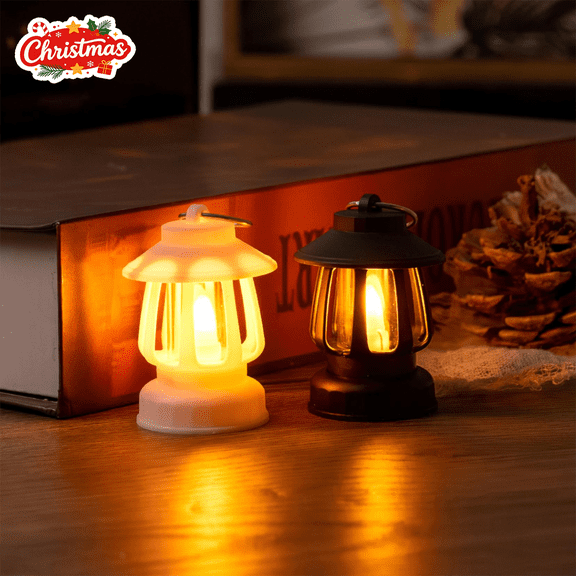 Clearance! Retro Small Oil Lamp, Christmas Desktop Display Figurine Night Light, Vintage Xmas Table Statue Decorations, Indoor Decor Knick Knacks for Room Table Cabinet Shelf