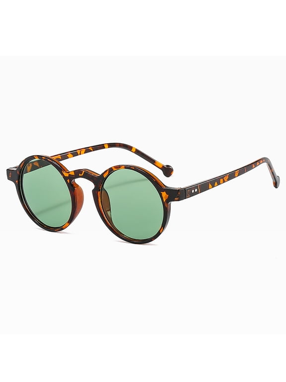 Retro Small Round Sunglasses for Women Men Fashion Classic Vintage Style Sun Glasses Outdoor Elegant Travel Eyewear Hippie Circular Lennon Boho Glasses Lunettes de Soleil Eyewear, Brown
