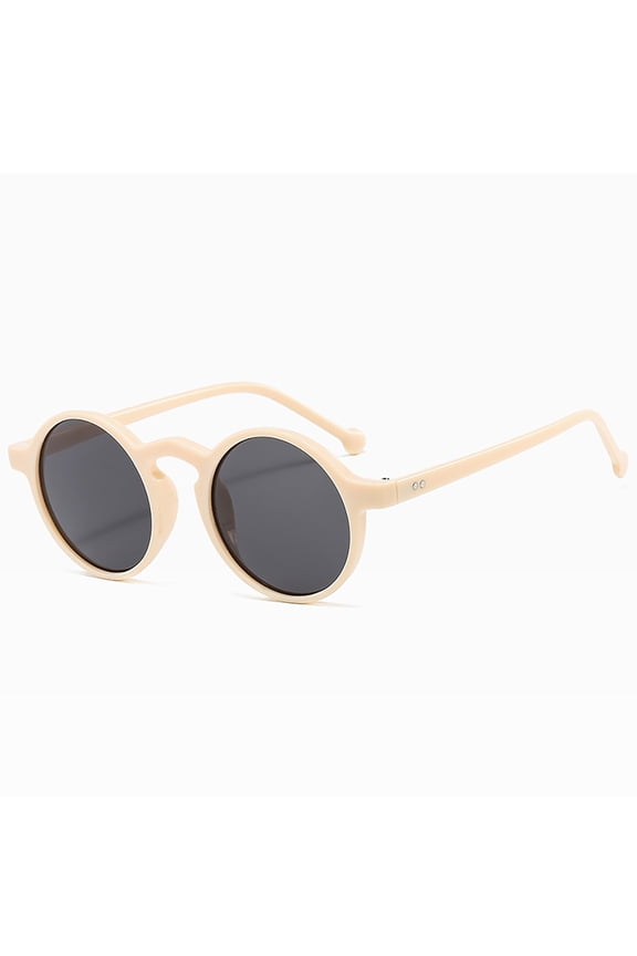 Retro Small Round Sunglasses for Women Men Fashion Classic Vintage Style Sun Glasses Outdoor Elegant Travel Eyewear Hippie Circular Lennon Boho Glasses Lunettes de Soleil Eyewear, Beige