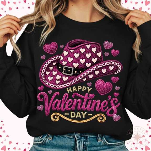 Retro Small Town Valentines Sweatshirt - Western Heart Design - Coastal Cowboy P All Size S-5Xl