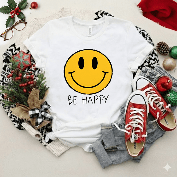 Retro Smile Face 70s Positive Vibes Happy Groovy Style Unisex T-Shirt V12042 up to size 5XL