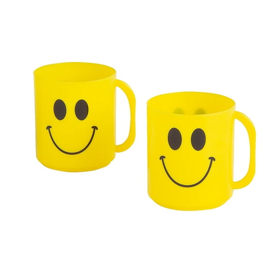 Retro Smile Face Cups with Handle - 12 Ct.