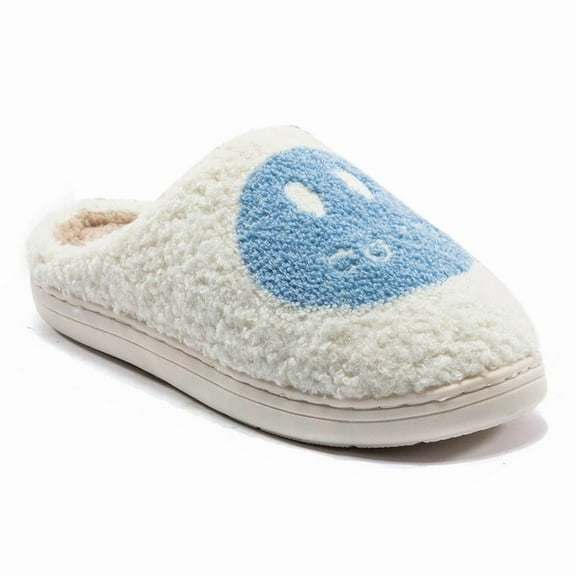 Retro Smile Face Slippers for Women Men Cute Soft Plush House Slippers Indoor Outdoor Warm Lightweight Fuzzy Slides