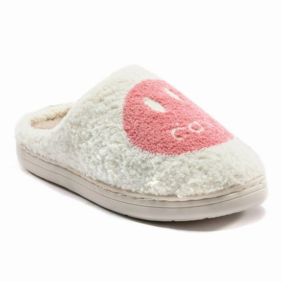 Retro Smile Face Slippers for Women Men Cute Soft Plush House Slippers Indoor Outdoor Warm Lightweight Fuzzy Slides