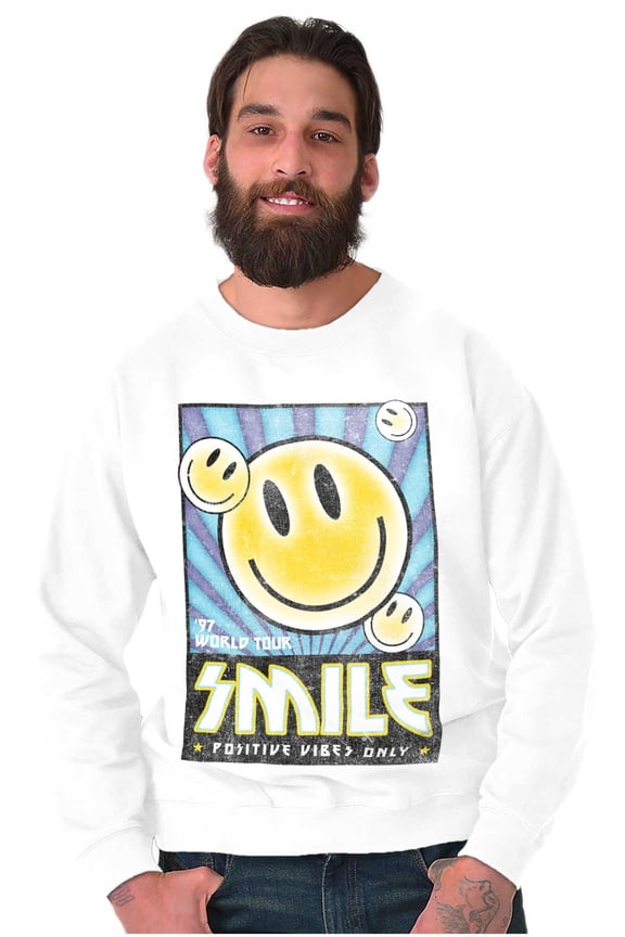 Retro Smile World Tour Positive Vibes Sweatshirt for Men or Women Brisco Brands S