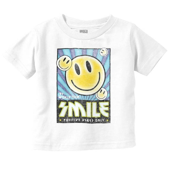 Retro Smile World Tour Positive Vibes Toddler Boy Girl T Shirt Infant Toddler Brisco Brands 2T