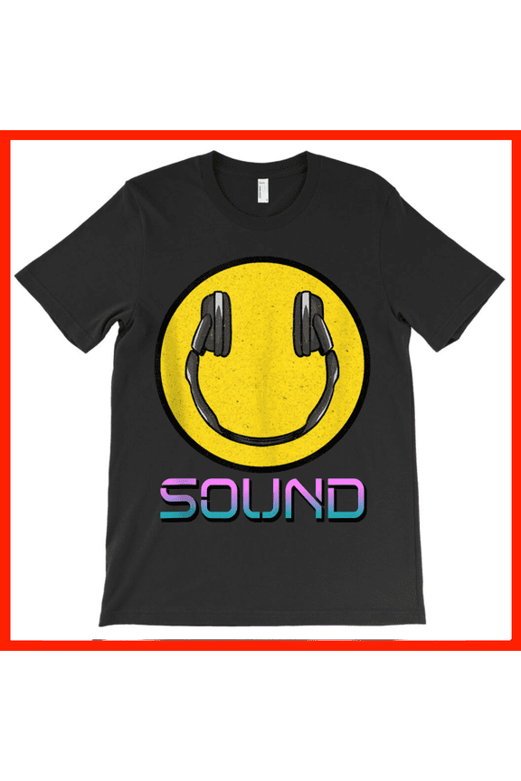 Retro Smiley Face Headphones DJ Sound Graphic T-Shirt - Music Lover Gift AH6580, Premium for Unisex - Extended Sizes Up to 5XL