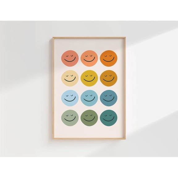 Retro Smiley Face Wall Art Print, Unframed Paper Poster 8x10in