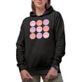 thumbnail image 1 of Retro Smiling Faces Art, Valentine's Day Merch Gift, Black Hooded Sweatshirt or Hoodie, Large, 1 of 5