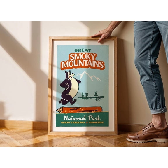 Retro Smoky Mountains National Park Wall Art Room Decor Camping Outdoorsy RV Unframed Paper Poster 8x10in