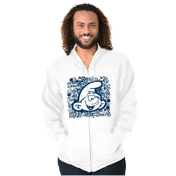 Retro Smurf Cool 90s Graffiti Vibes Zip Up Hoodie Men's Women's Brisco Brands M