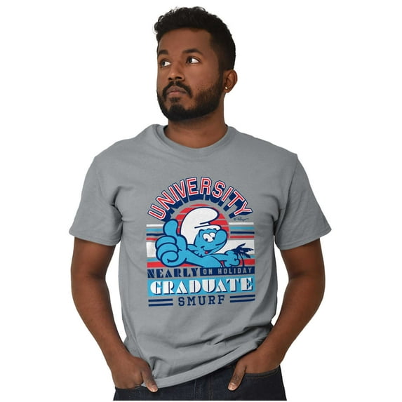 Retro Smurf University Graduate Men's Graphic T Shirt Tees Brisco Brands M