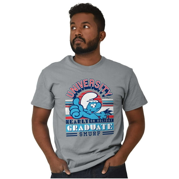 Retro Smurf University Graduate Men's Graphic T Shirt Tees Brisco Brands M