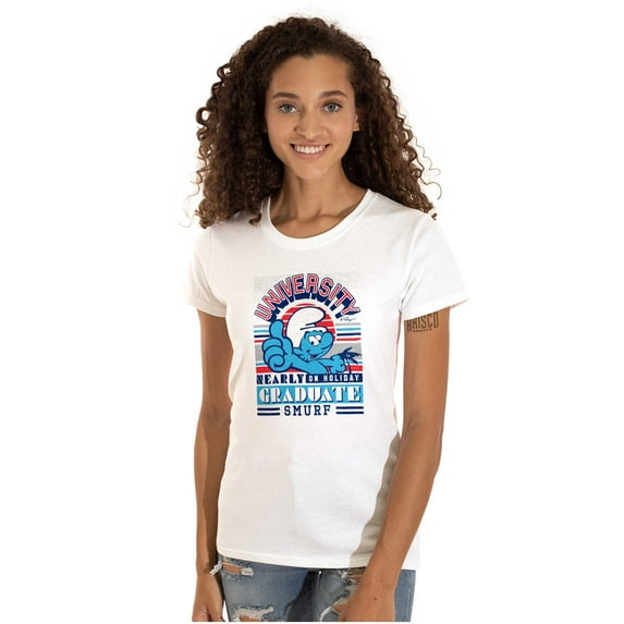 Retro Smurf University Graduate Women's T Shirt Ladies Tee Brisco Brands M