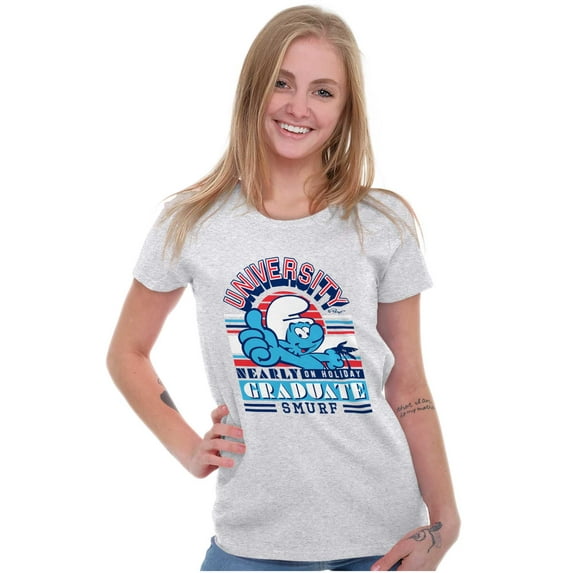 Retro Smurf University Graduate Women's T Shirt Ladies Tee Brisco Brands S