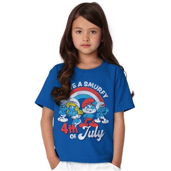 Retro Smurfs Cartoon 4th of July Crewneck T Shirts Boy Girl Teen Brisco Brands S