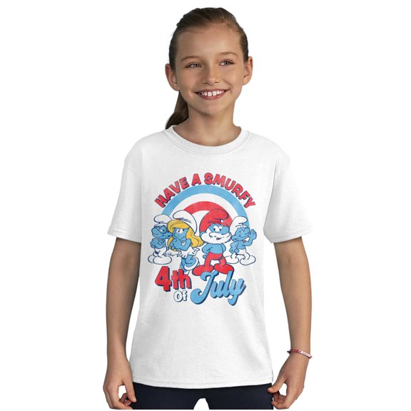 Retro Smurfs Cartoon 4th of July Crewneck T Shirts Boy Girl Teen Brisco Brands S