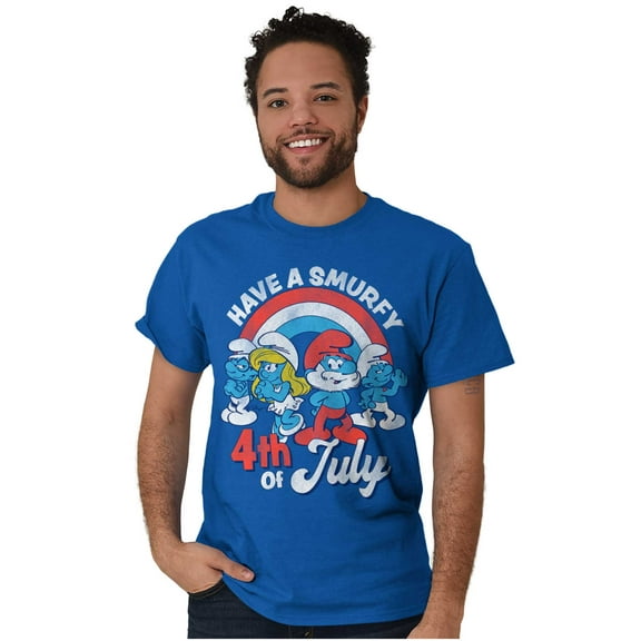 Retro Smurfs Cartoon 4th of July Men's Graphic T Shirt Tees Brisco Brands 2X