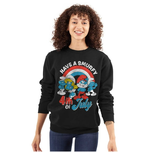 Retro Smurfs Cartoon 4th of July Sweatshirt for Men or Women Brisco Brands S