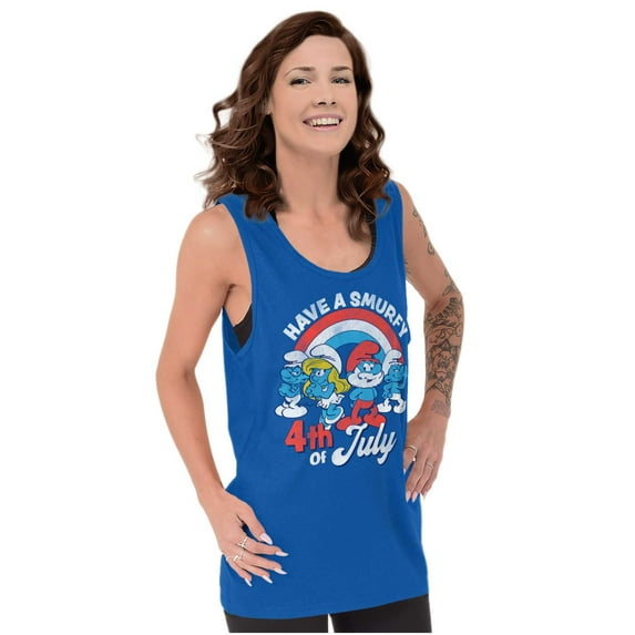 Retro Smurfs Cartoon 4th of July Tank Top T Shirts Men Women Brisco Brands L