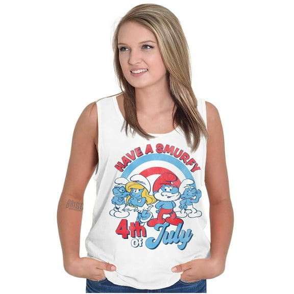 Retro Smurfs Cartoon 4th of July Tank Top T Shirts Men Women Brisco Brands S