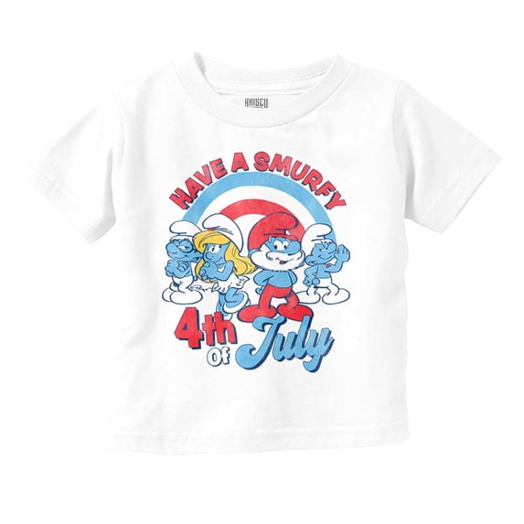 Retro Smurfs Cartoon 4th of July Toddler Boy Girl T Shirt Infant Toddler Brisco Brands 4T