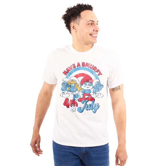 Retro Smurfs Cartoon 4th of July Unisex Plus Size Graphic Tee Brisco Brands 2X