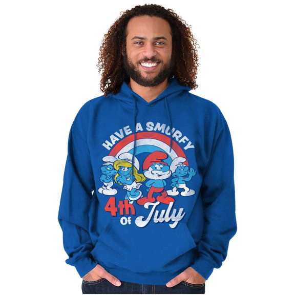 Retro Smurfs Cartoon 4th of July Unisex Plus Size Hoodie Brisco Brands 4X