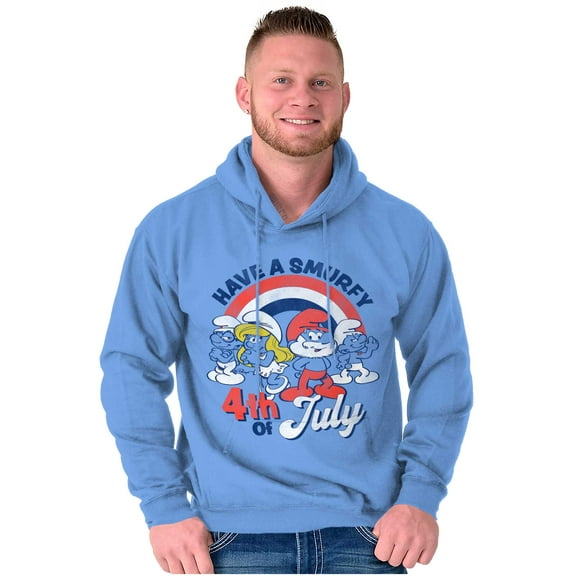 Retro Smurfs Cartoon 4th of July Unisex Plus Size Hoodie Brisco Brands 4X