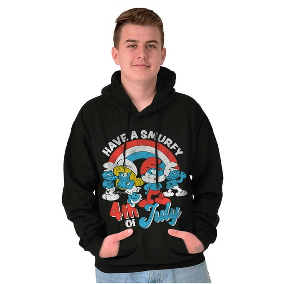 Retro Smurfs Cartoon 4th of July Unisex Plus Size Hoodie Brisco Brands 5X