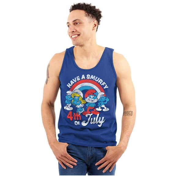Retro Smurfs Cartoon 4th of July Unisex Plus Size Tank Top Brisco Brands 3X