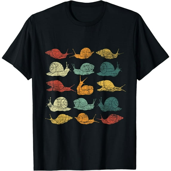 Retro Snail Art Softstyle Unisex T-Shirt,Black Color,Size 2T