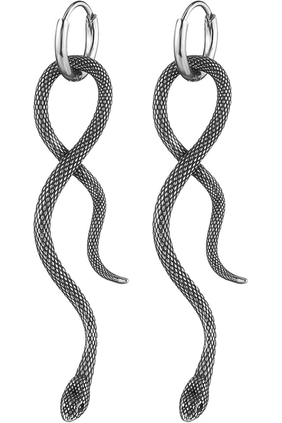 Retro Snake Earring for Men Women Stainless Steel Gothic Punk Animal Snake Hoop Earrings Biker Party Jewelry Gift