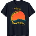thumbnail image 1 of Retro Snake and Sun Graphic Black T-Shirt with Mountain Design Vintage Nature Aesthetic, 1 of 5