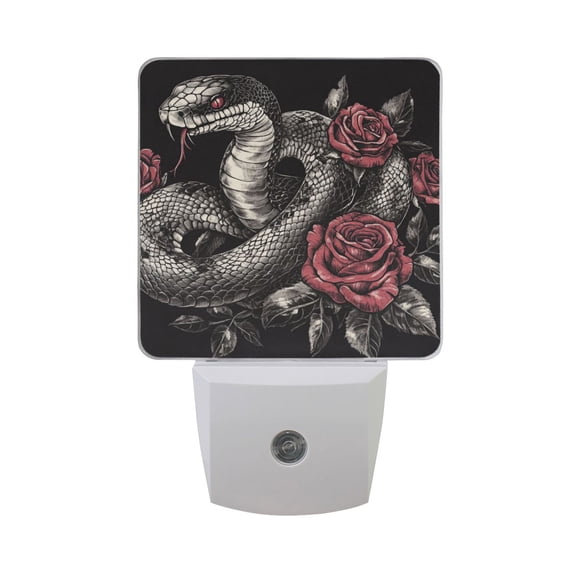 Retro Snake with Roses LED Night Light with Smart Sensor Plug Into Wall Dusk to Dawn 2 packs