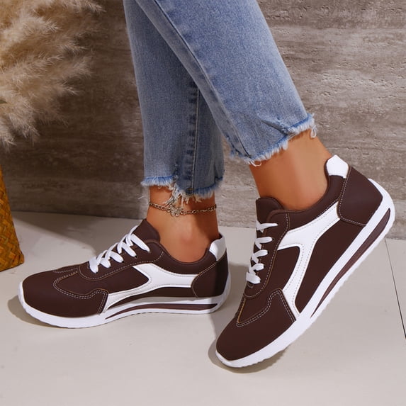 Retro Sneakers for Women Fashion Trainer Shoes Breathable Casual Walking Shoes Low Top Flat Sole Lace Up Tennis Shoes