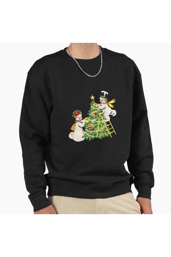 Retro Snow Couple Christmas Tree Unisex Sweatshirt Funny Vintage Holiday Graphic Style G5491, Up to Size 5XL