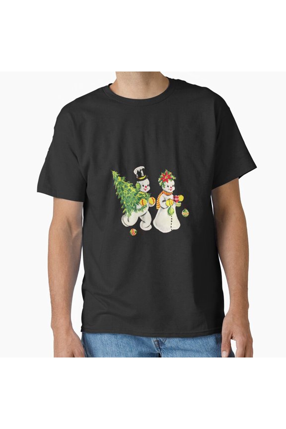 Retro Snow Couple Funny Christmas Tree Holiday G7414 Unisex T-Shirt, Up to Size 5XL