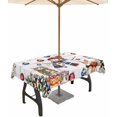 thumbnail image 1 of Retro Snowman Balls Christmas Outdoor Tablecloth - 60x120 Inch Rectangle Dining Table Cover, Xmas Tree Snowflake Waterproof Outdoor Table Cloth with Umbrella Hole & Zipper for Picnic/Patio, 1 of 6
