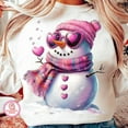 thumbnail image 1 of Retro Snowman Blowing Bubble Sweatshirt, Funky Pink Bubblegum Snowman Pullover, Let It Snow Winter Coquette Sweater, 1 of 5