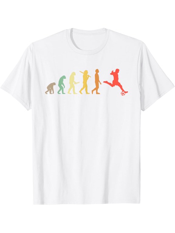 Retro Soccer Evolution Gift For Soccer Players T-Shirt men and women can wear, black, white, gifts