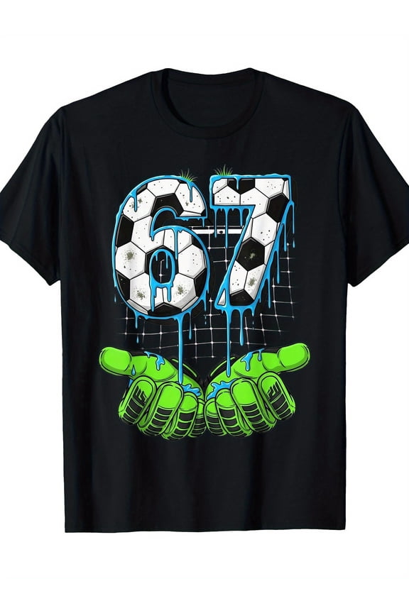 Retro Soccer Goalkeeper Number 67 Graphic T-Shirt - Funny Athletic Sports Apparel for Men and Women - Cute Soccer Fan Gift Tee