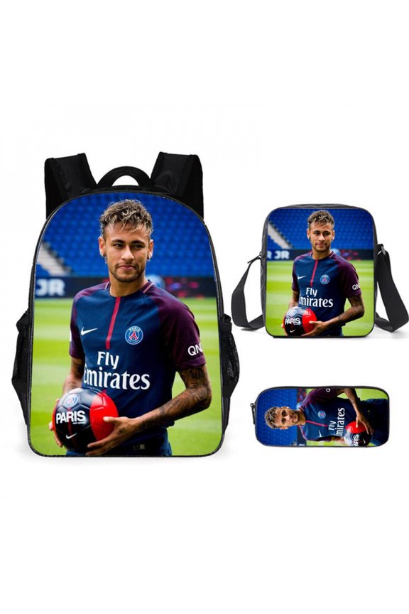 Retro Soccer Legend Print Backpack Set 3 Piece Gear Bundle with Lunch Bag Accessory Case for Casual Travel