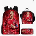 thumbnail image 1 of Retro Soccer Legend Print Backpack Set 3 Piece Gear Bundle with Lunch Bag Accessory Case for Casual Travel, 1 of 4