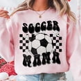 thumbnail image 1 of Retro Soccer Mama Coquette Sweatshirt, Glitter Soccer Shirt, Game Day Soccer Pullover, Soccer Bow Sweatshirt, Soccer Mom Shirt, Checkered Soccer Shirt, 1 of 5