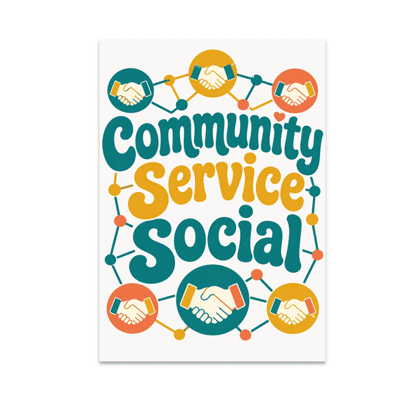 Retro Social Network Art - Community Service Enthusiast - 13x19 Poster Print