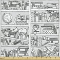 thumbnail image 1 of Ambesonne Retro Fabric by the Yard Upholstery, Bookshelf with Sketchy, 5 Yards, Charcoal Grey Pale Grey, 1 of 5